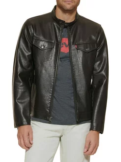 Джинсовая куртка Men Faux Leather Varsity Bomber Jacket
